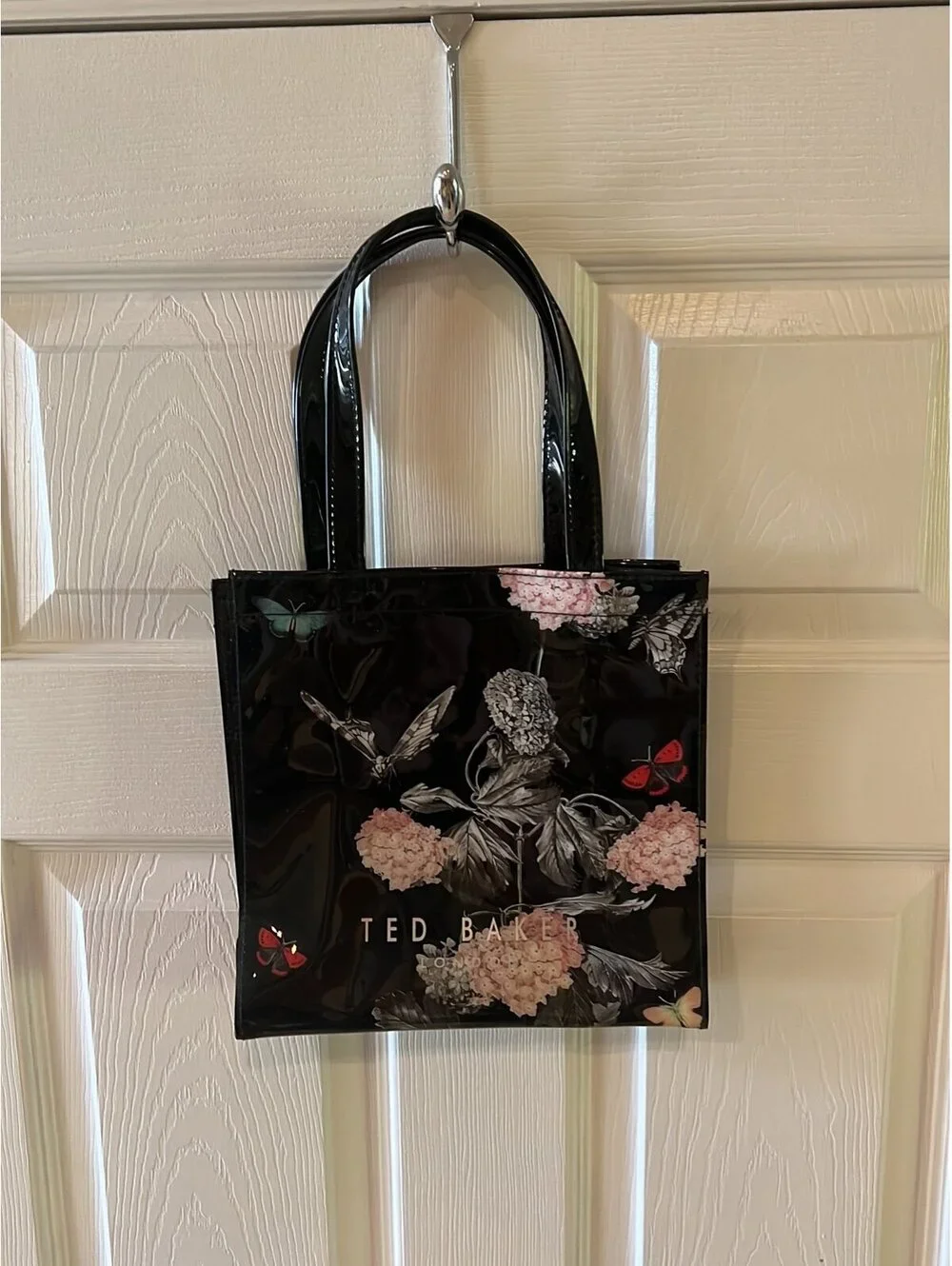 Ted Baker vinyl purse black floral printed butterfly